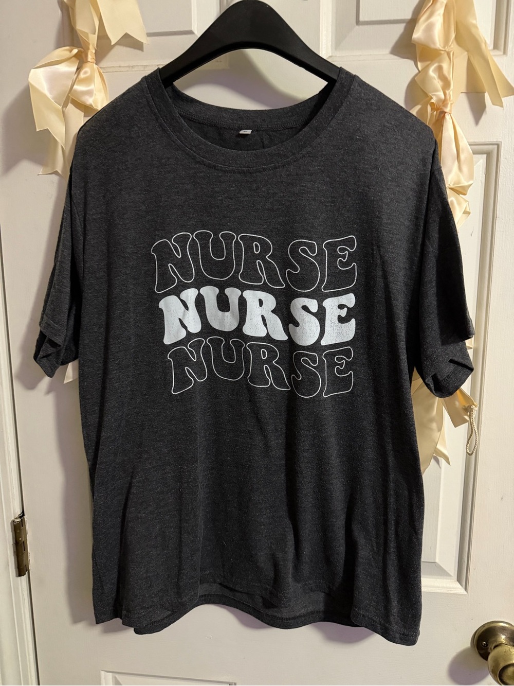 SHEIN Black Graphic 'NURSE' Short Sleeve Tee